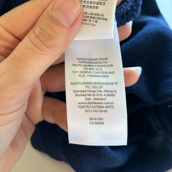 Size 7 kids Ralph Lauren POLO Bear basketball navy blue crew neck sweater - Picture 11 of 11
